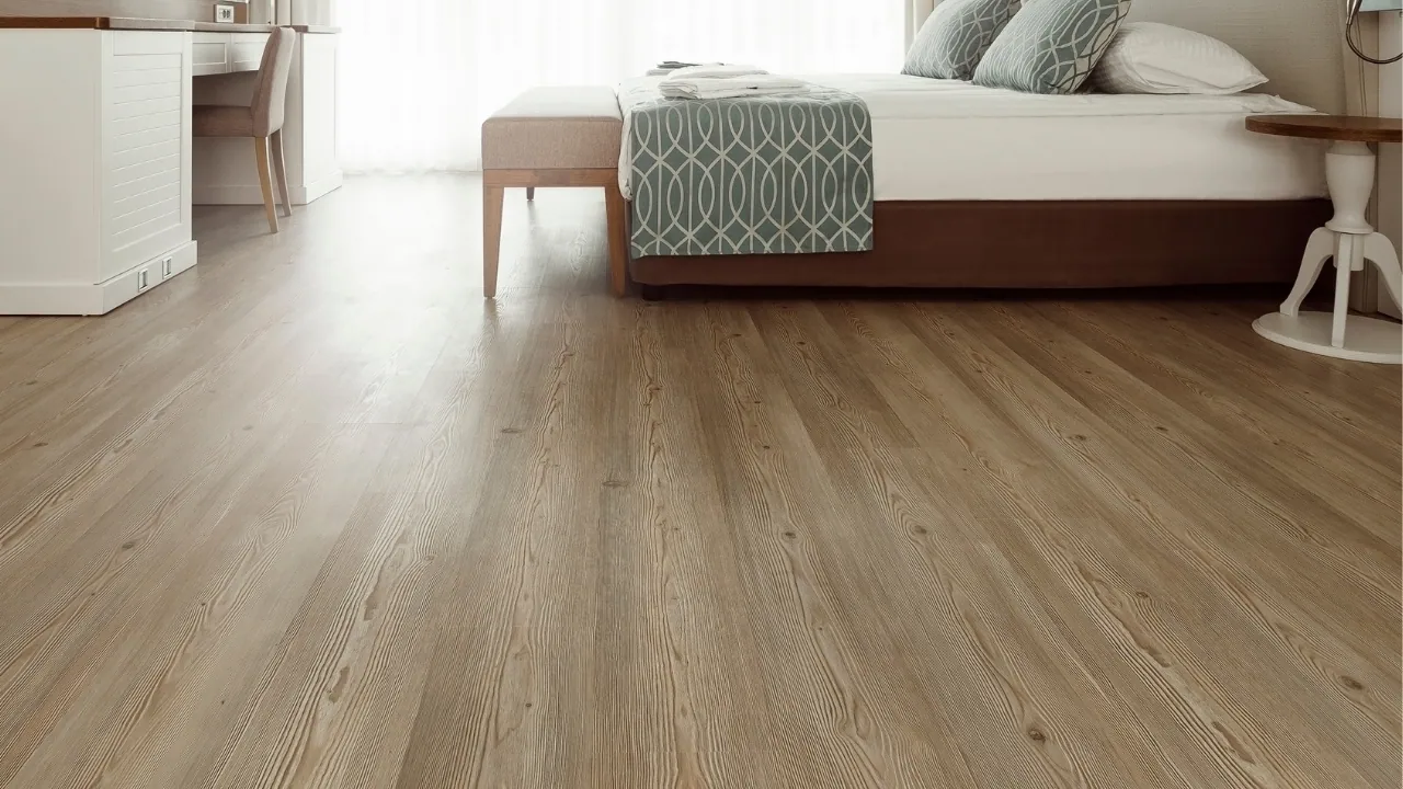 Laminate flooring installed in a bedroom